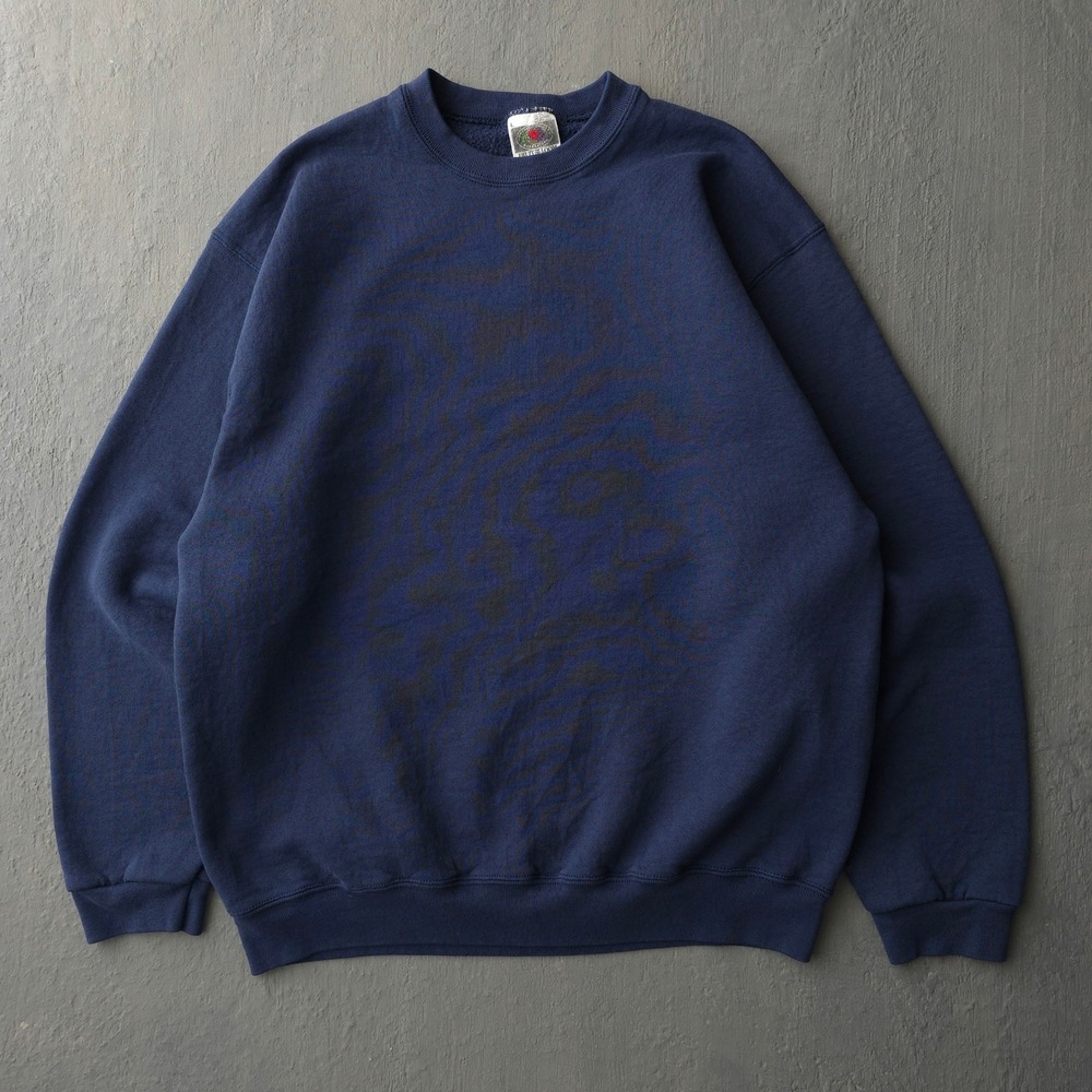 Vintage 90s Fruit of the Loom Navy Sweatshirt Large Heavyweight Crewneck